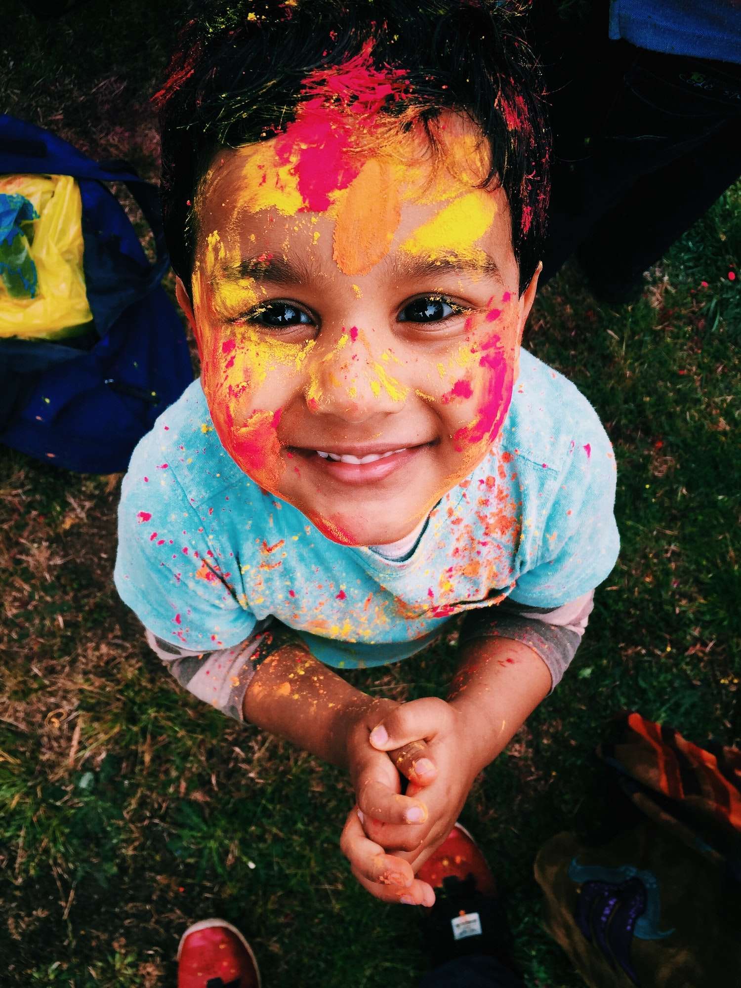 Happy child receiving care